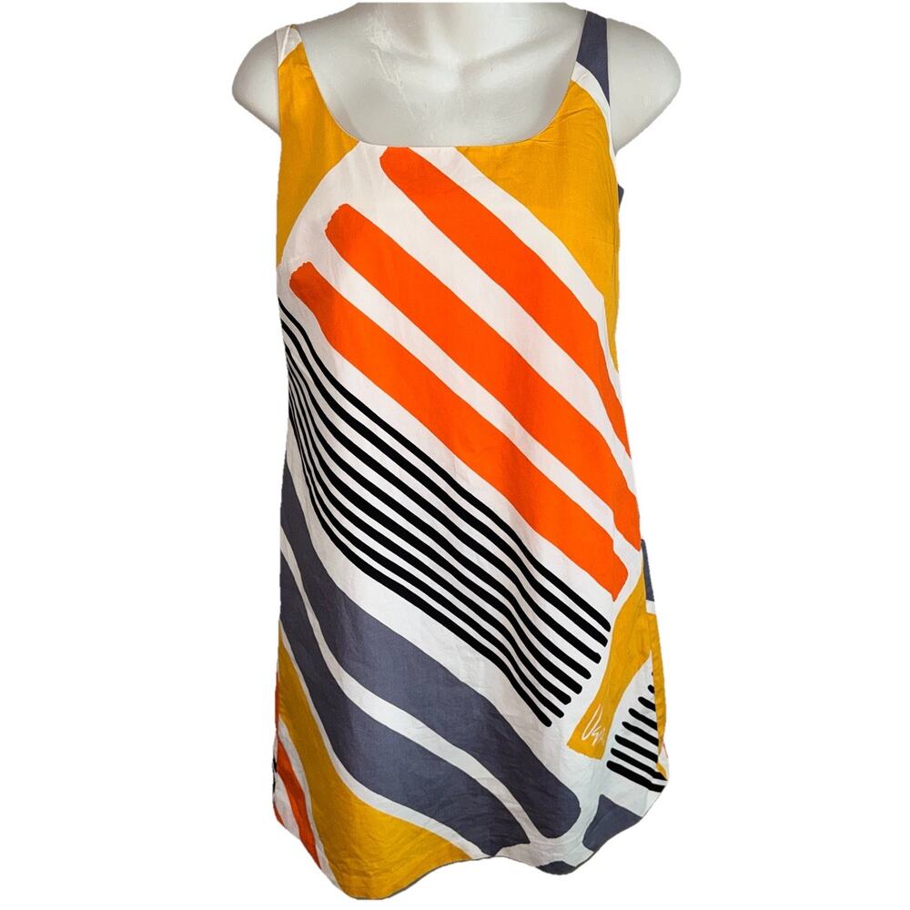 Vintage Vera Neumann Cotton Lined Mod Colorful Geometric Shift Mini Dress size 2